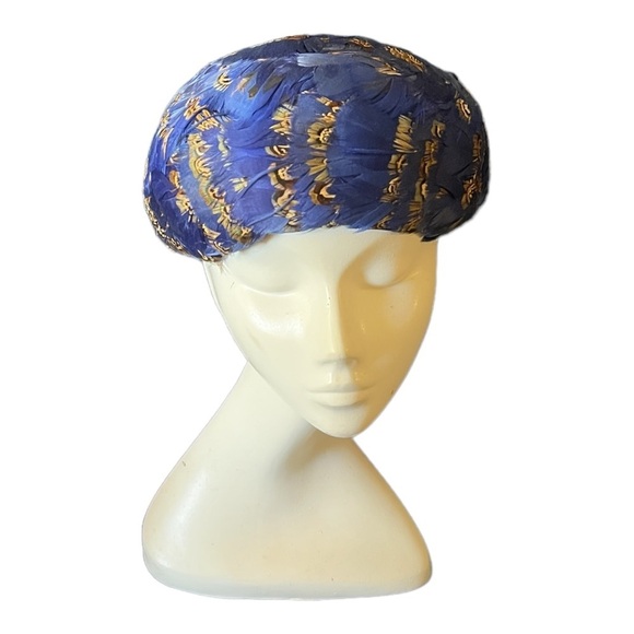 Vintage‎ Blue Feather Hat Union Made In USA main image 4